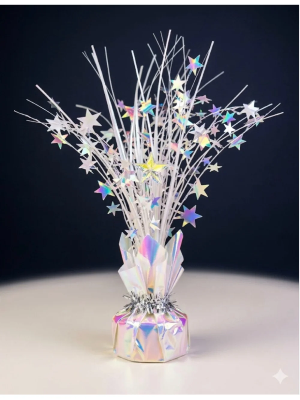 Set of 9 Iridescent White Star Balloon Weights